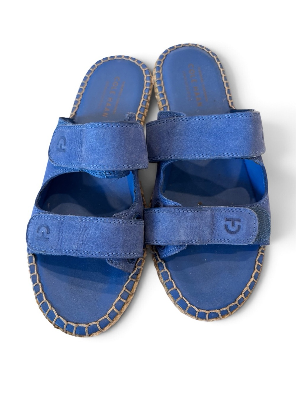 Cole Haan Royal Blue Suede Double-Strap Slide Sandals Size 6